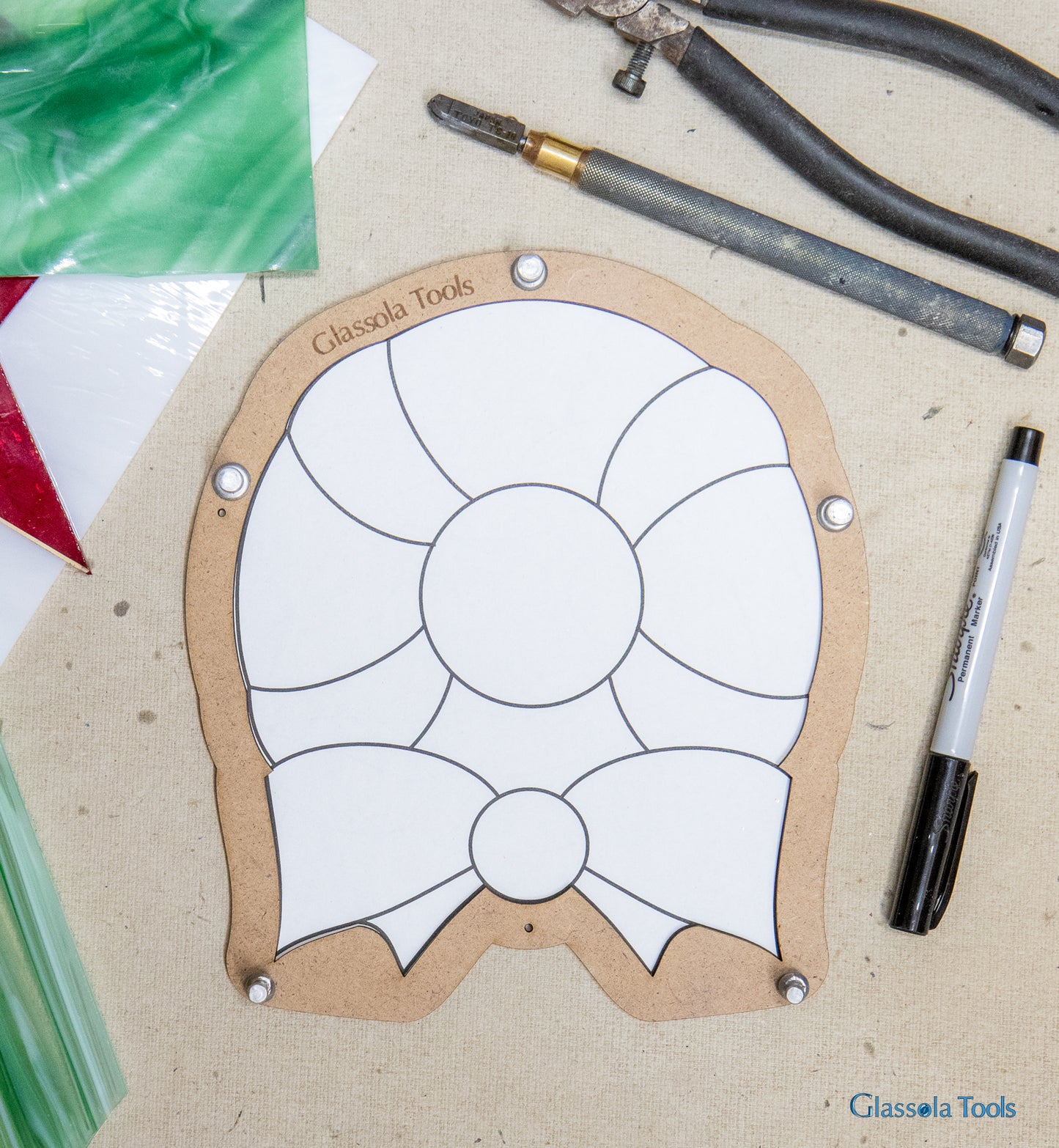 Glassola Tools Christmas Wreath Stained Glass Layout Frame