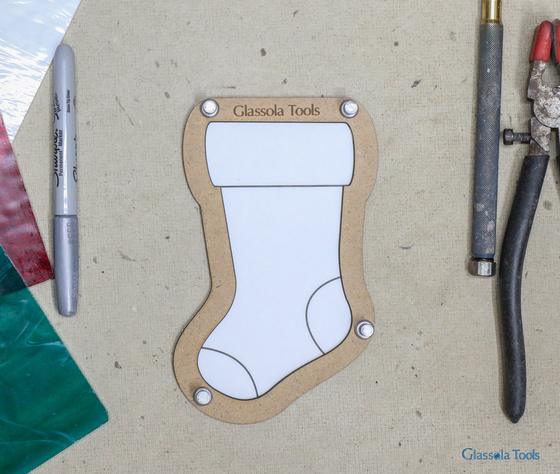 Glassola Tools Christmas Stocking Stained Glass Layout Frame
