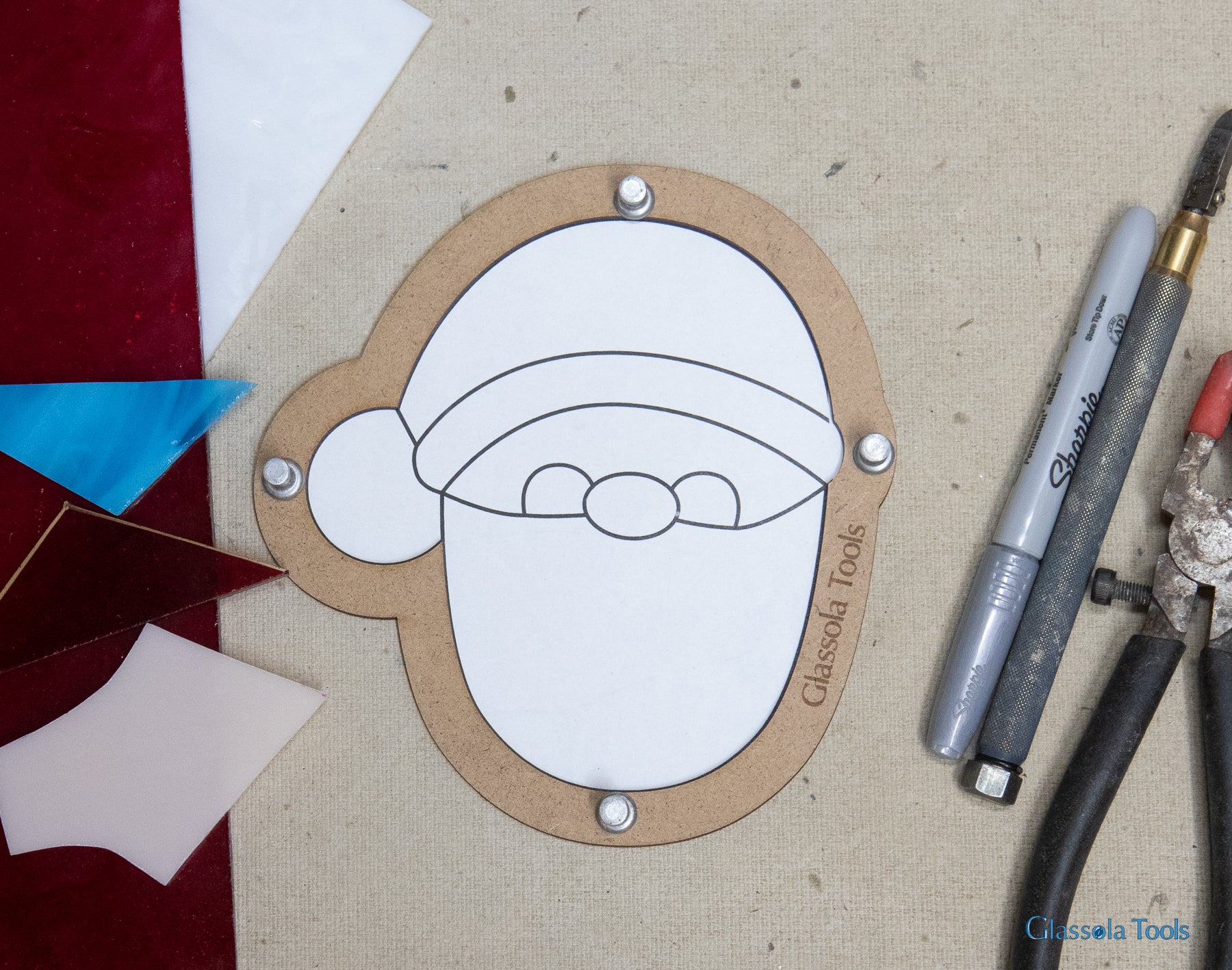 Glassola Tools Christmas Santa Claus Stained Glass Layout Frame