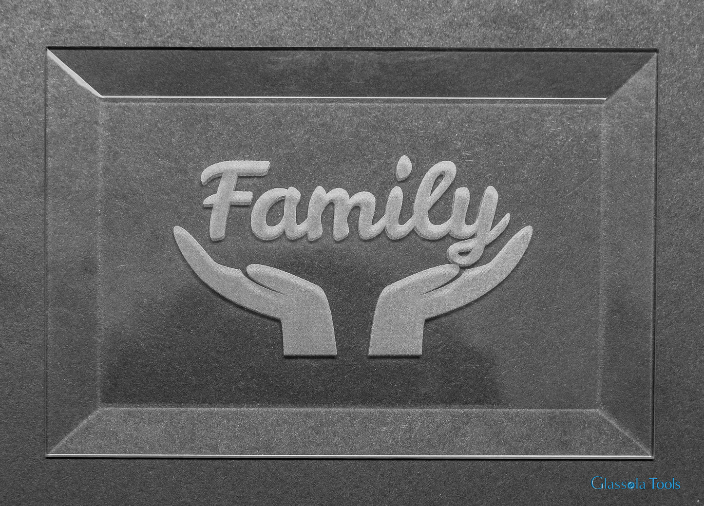 Engraved Bevel - Family with Hands