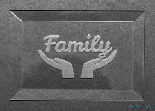 Engraved Bevel - Family with Hands