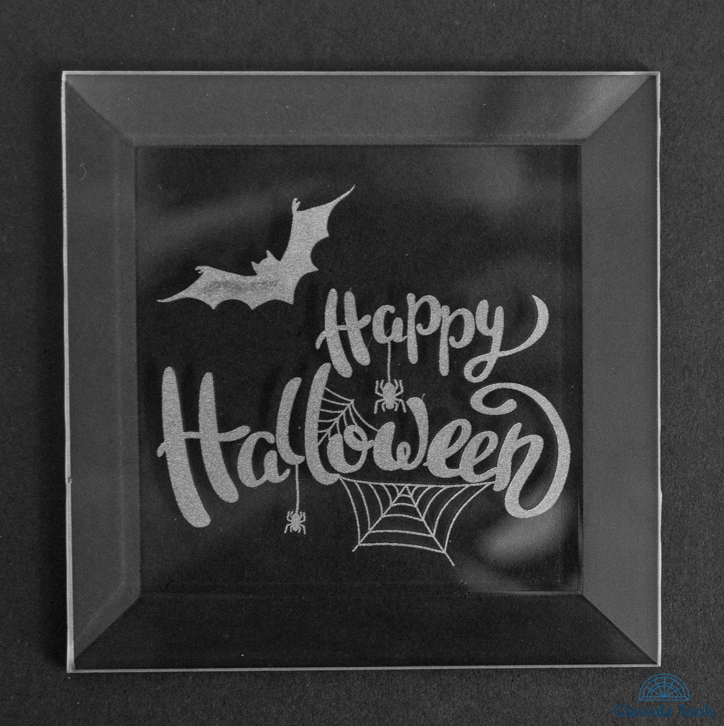 Engraved Bevel - Happy Halloween with Bat