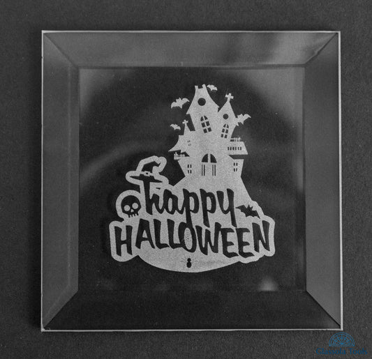 Engraved Bevel - Happy Halloween Haunted House