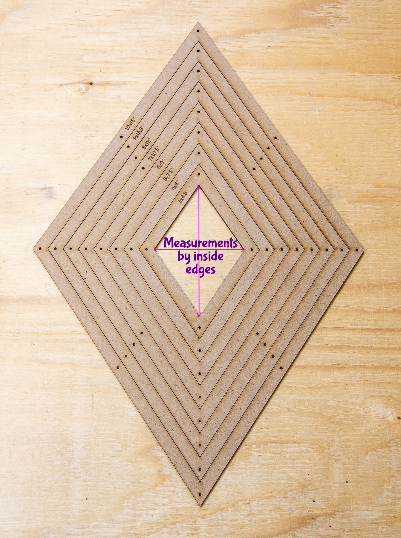 Glassola Tools Diamond Layout Frame Set, Showing Measurements
