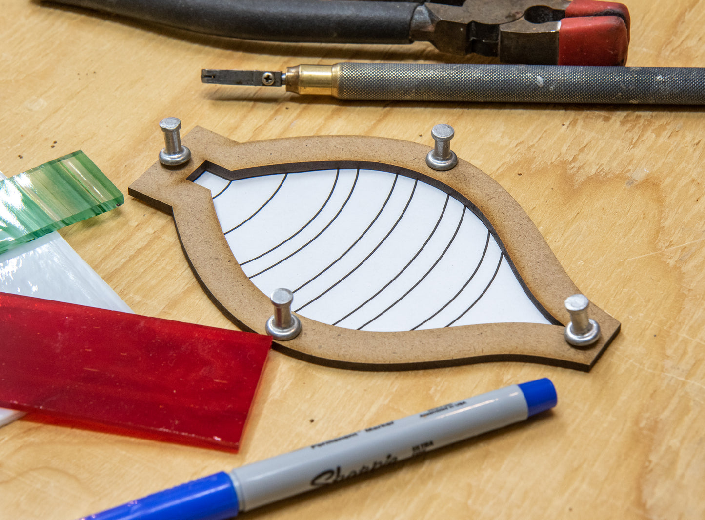 Glassola Tools Medium Pointed Ornament Layout Frame, with Sample Pattern