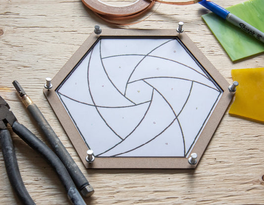 Glassola Tools Hexagonal Layout Frame, with Sample Pattern