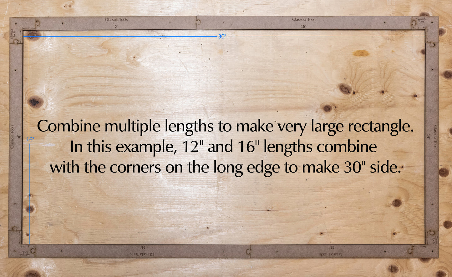 Glassola Tools Super-size Modular Rectangle Layout Frame, with Measurements