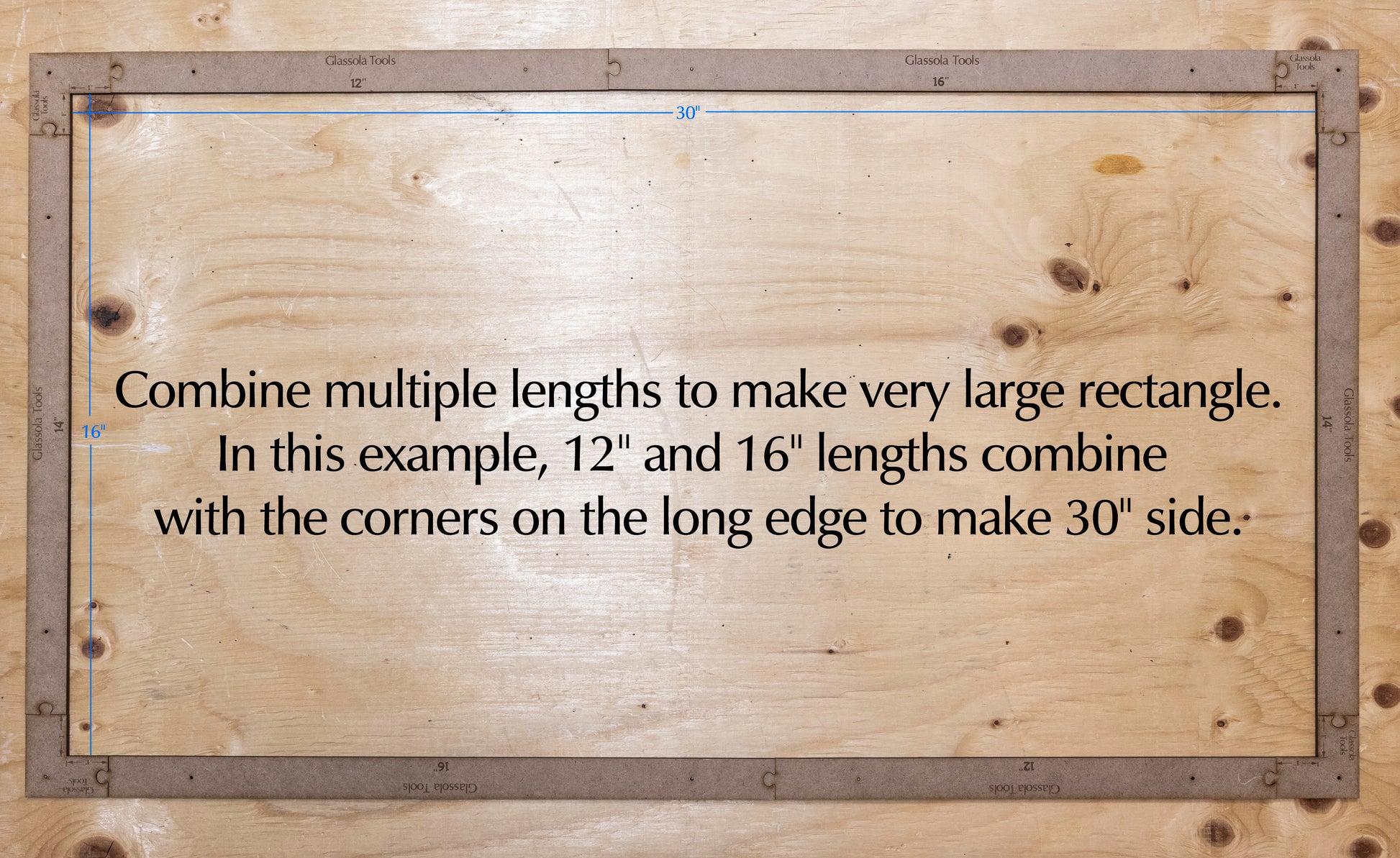 Glassola Tools Super-size Modular Rectangle Layout Frame, with Measurements