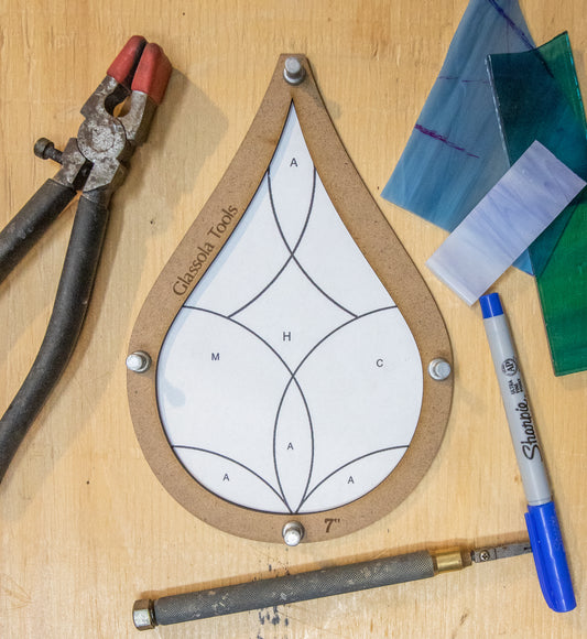 Glassola Tools Teardrop Layout Frame, with Sample Pattern