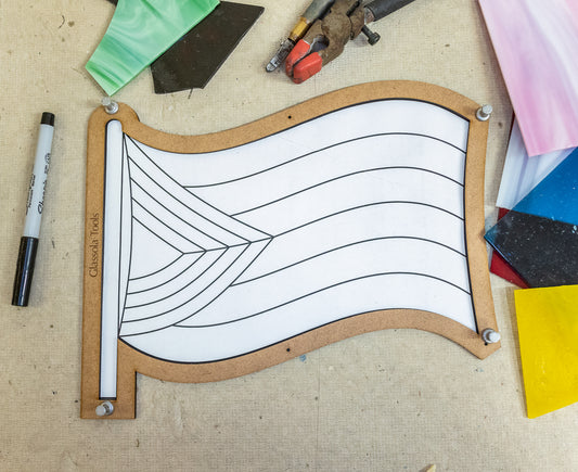 Glassola Tools Wavy Flag Layout Frame, with Sample Pattern