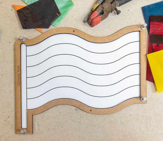 Glassola Tools Super Wavy Flag Layout Frame, with Sample Pattern