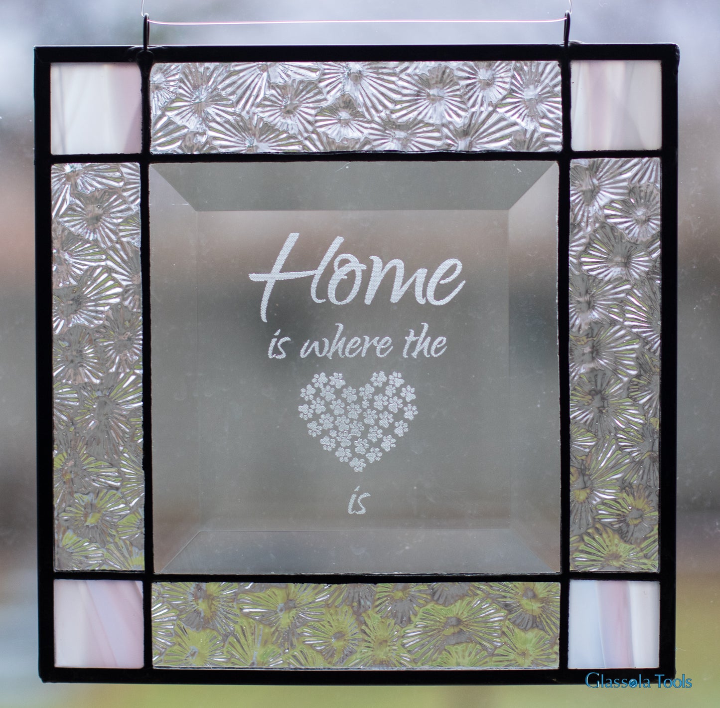 Engraved Bevel - Paw Heart, "Home is where the heart is"
