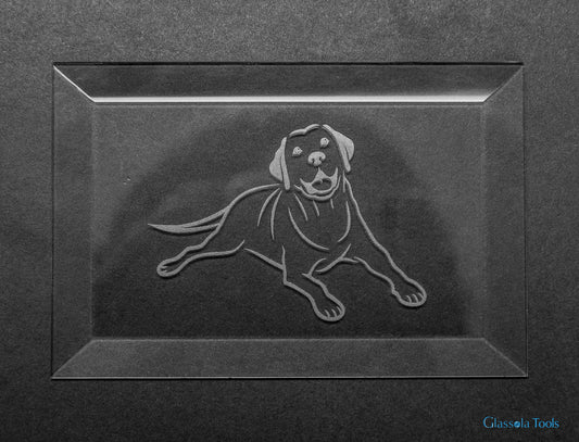 Engraved Bevel - Dog Lying Down