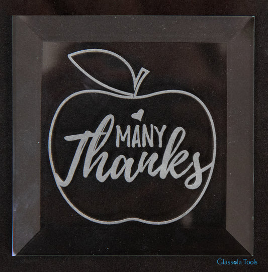 Engraved Bevel - Teacher - Apple "Many Thanks"