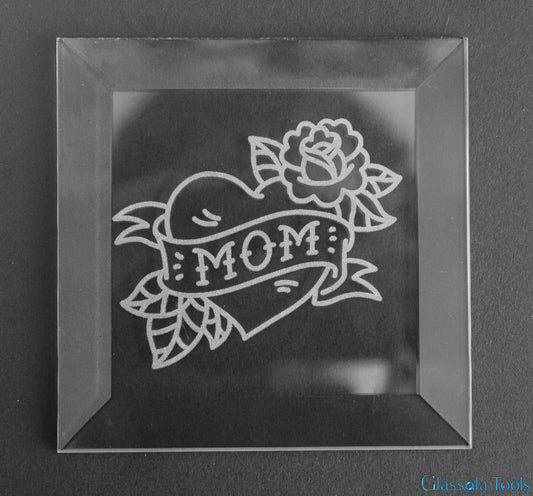 Engraved Bevel - Mom Heart
