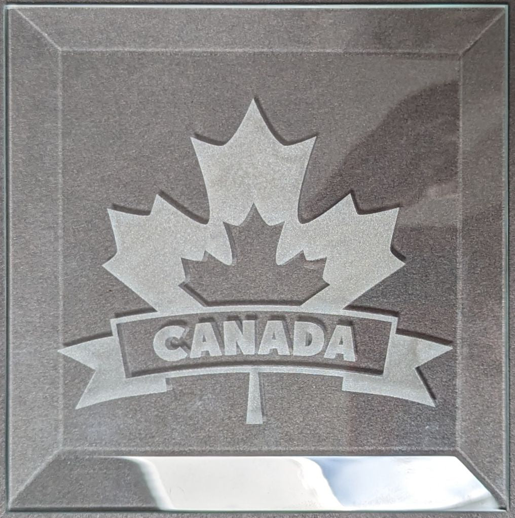 Engraved Bevel - Maple Leaf, Canada Scroll