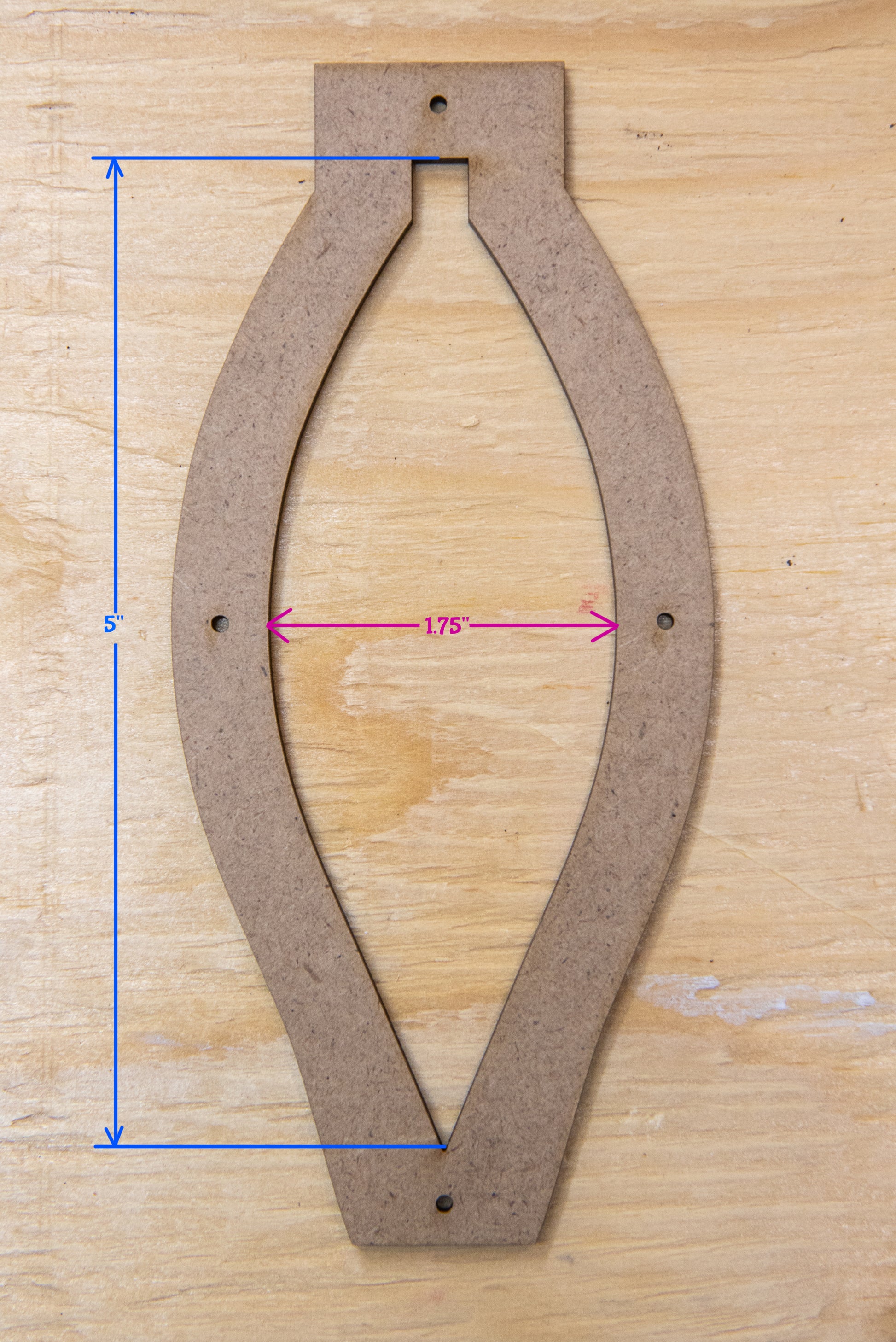 Glassola Tools Narrow Pointed Ornament Layout Frame, with Measurements