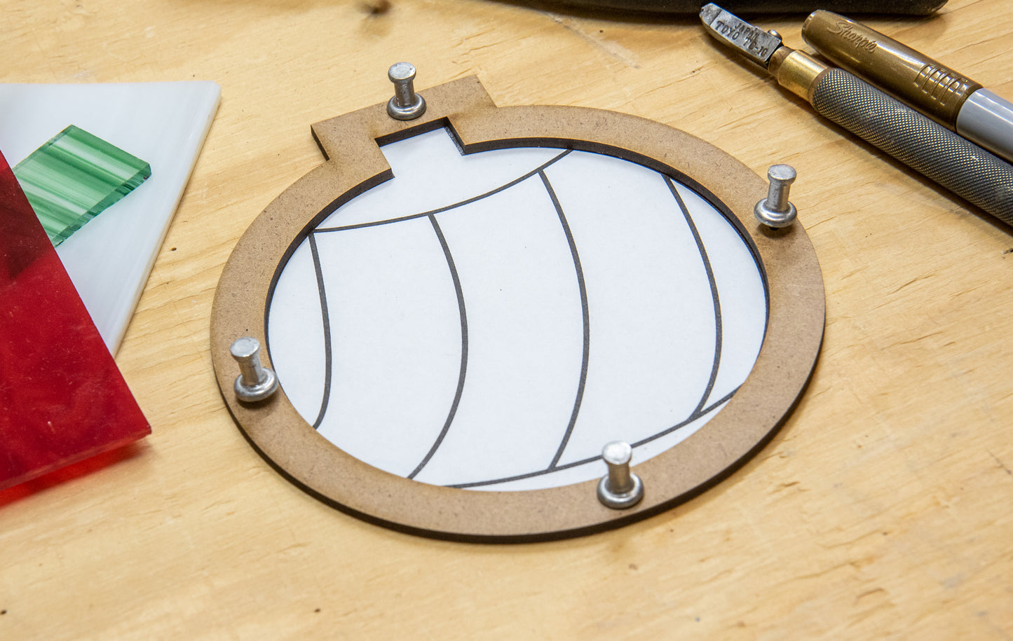 Glassola Tools Ball Ornament Layout Frame, with Sample Pattern